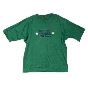 Vintage Marithe Francois Girbaud T Shirt Size L Green Embroidered Spellout Stars